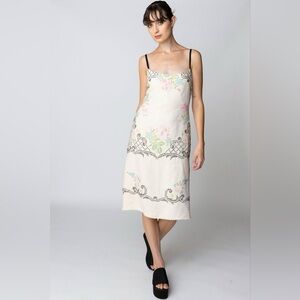 Hope for Flowers Tracy Reese Linen Cami Slip Dress Embroidered Size Large NWT